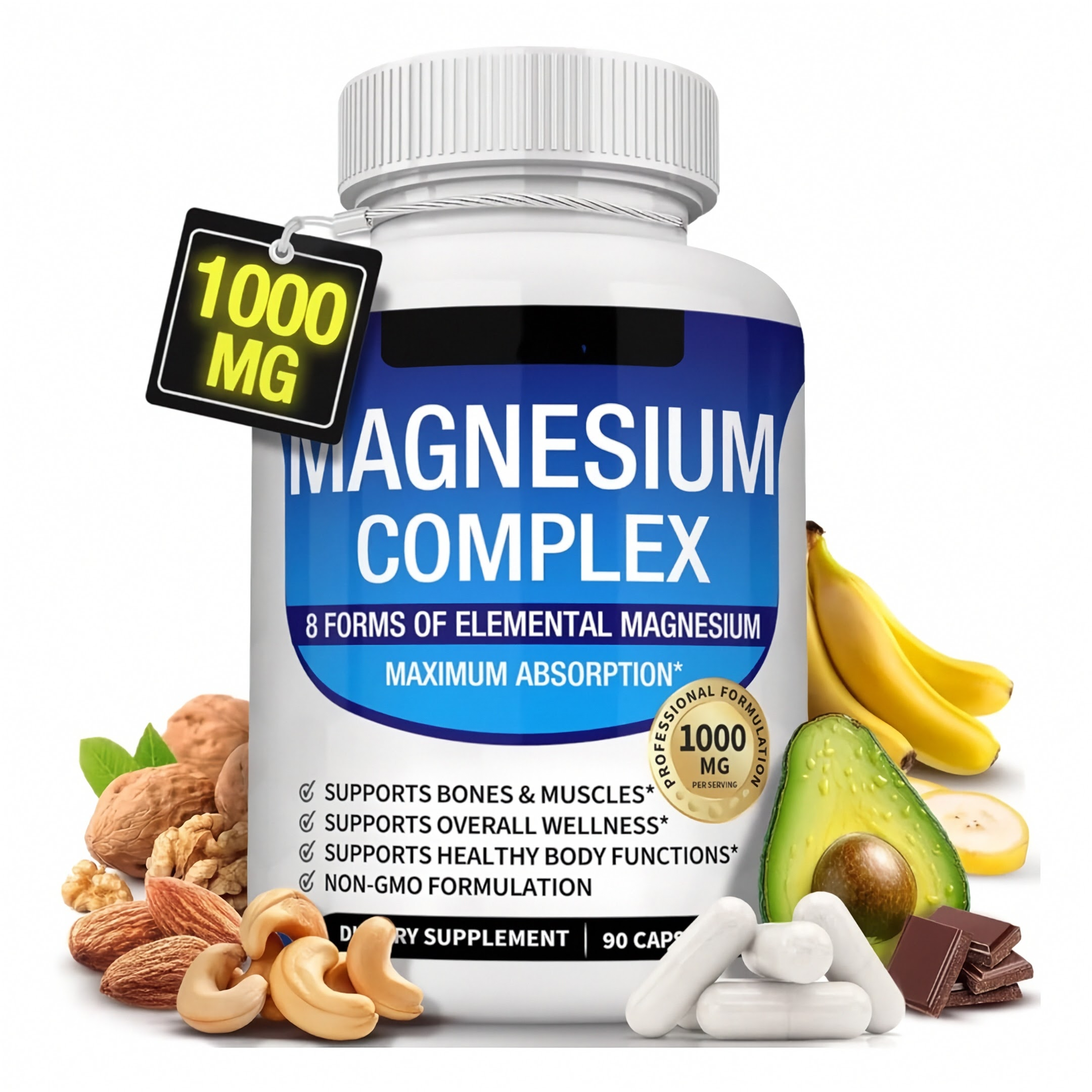 UVVO 8-in-1 Magnesium Complex – 90 Capsules for Kids & Adults